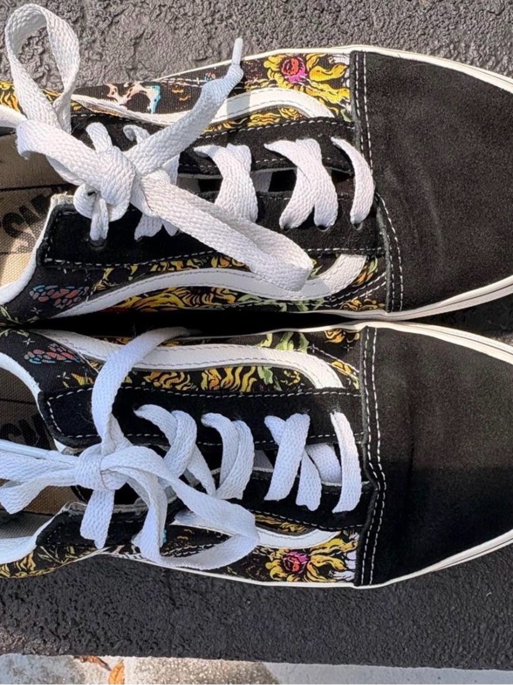 Vans Black Low-Top Sneakers with Multicolor Floral Panels